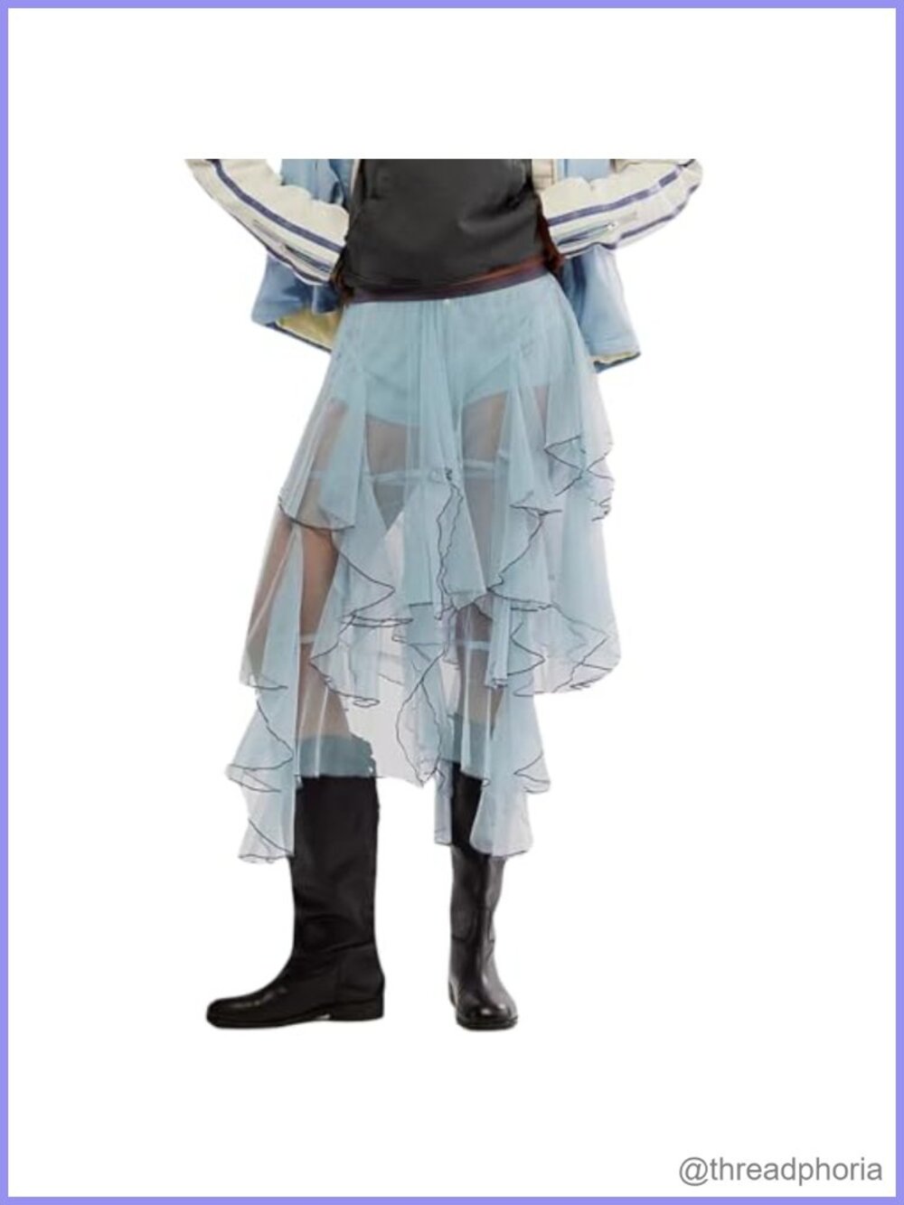 Women Mesh Tulle Asymmetrical Layered Hem A Line Midi Slip Skirt Sheer Beach